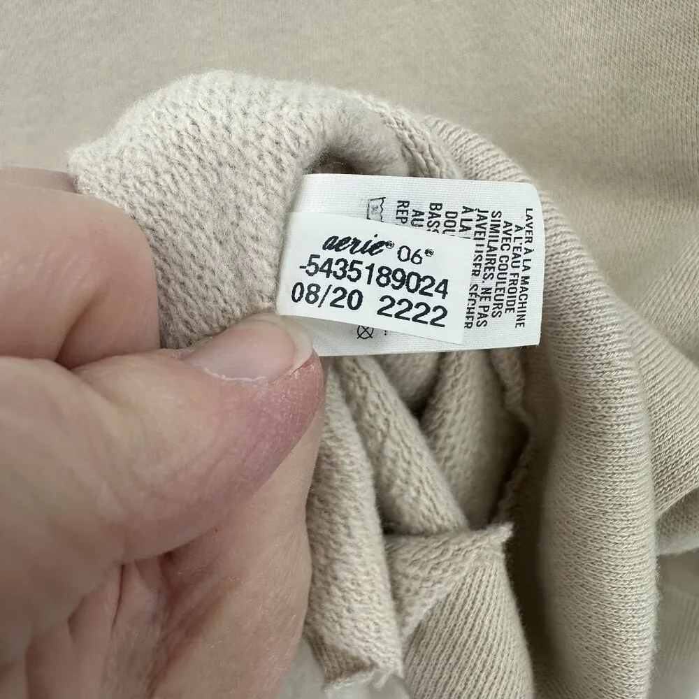 NEW AERIE turtleneck sweater pullover long sleeve sweatshirt beige oversized M - Picture 9 of 9